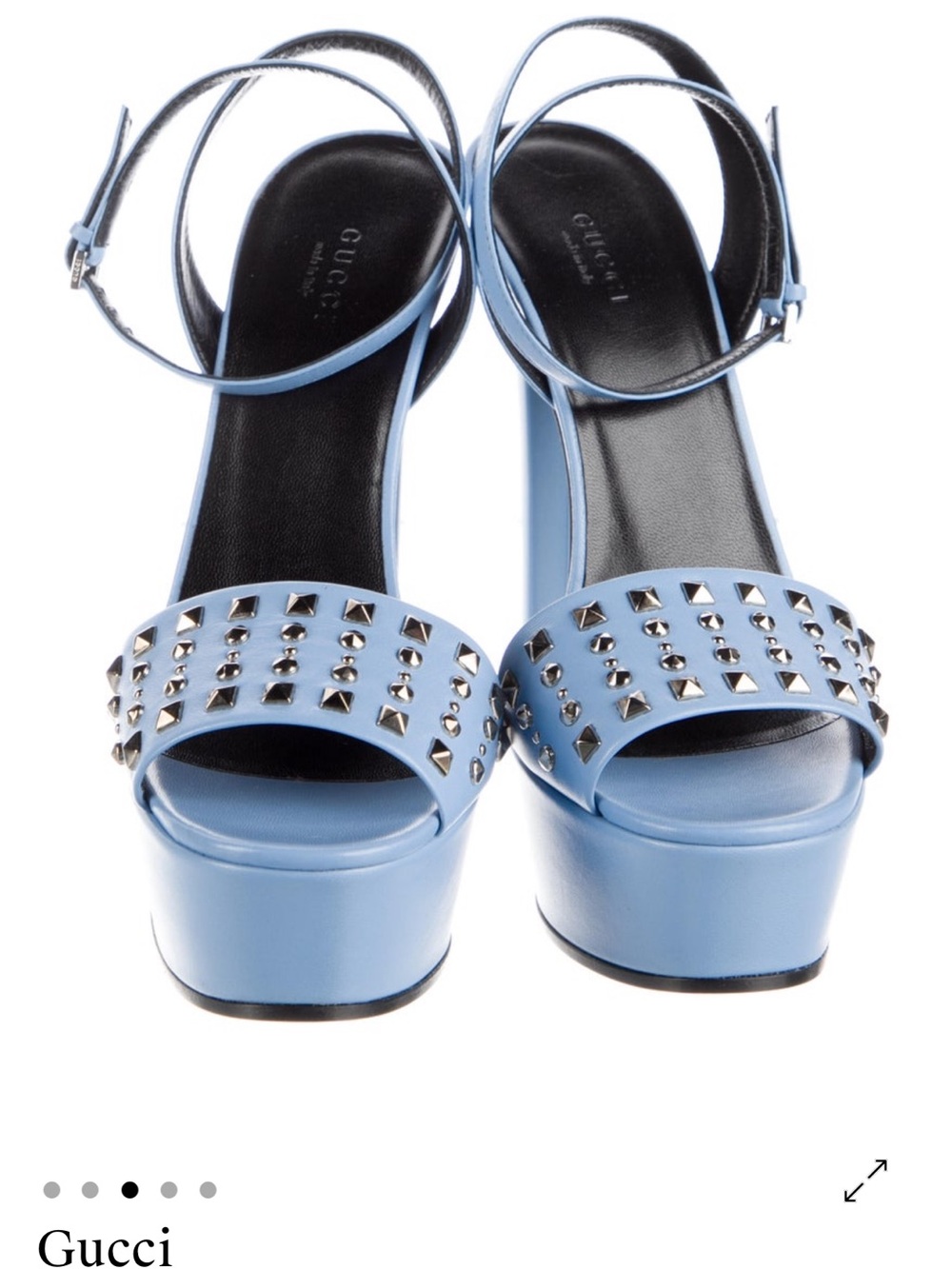 Gucci Light Blue Studded Platform Sandals